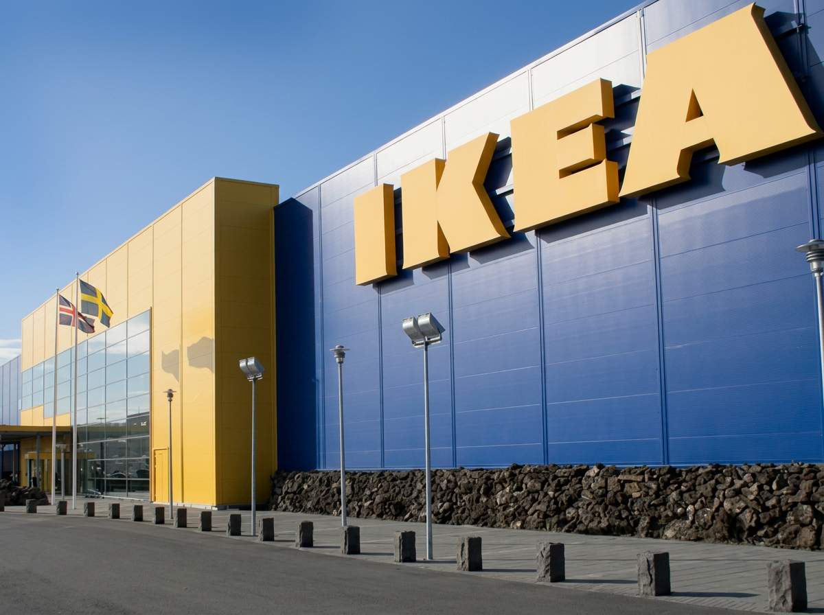 Worker facing IKEA store building